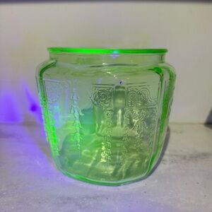 Vintage Uranium/Vaseline Green Glass Jar